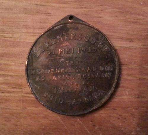 1935 Burgersdorp Herdenking aan die 25jaar Bestaan van die Unie van SA Medal