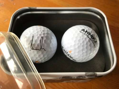 Annika Sorenstam Signed Golf Balls in Tin