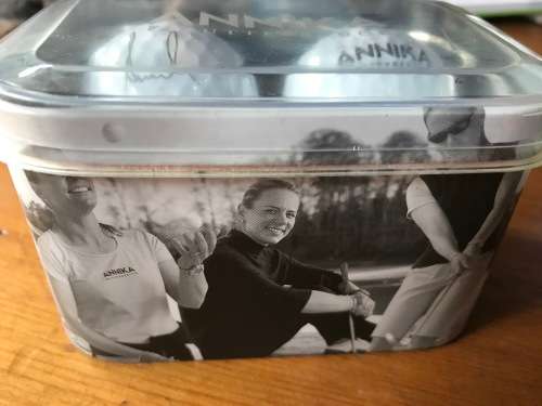 Annika Sorenstam Signed Golf Balls in Tin