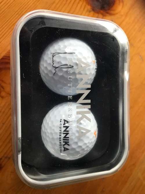 Annika Sorenstam Signed Golf Balls in Tin