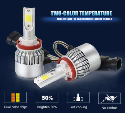 NEW MODEL!!! Dual Color Vehicle Light H4/H7 Type LED Car Headlight Bulbs 8000 Lumens C6