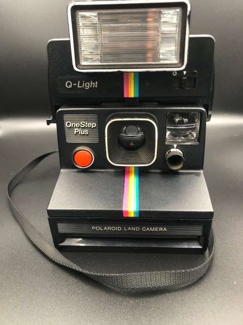 Vintage POLAROID SX-70 Time-Zero OneStep Rainbow Stripe Land Instant Print Film Camera with Q-Light
