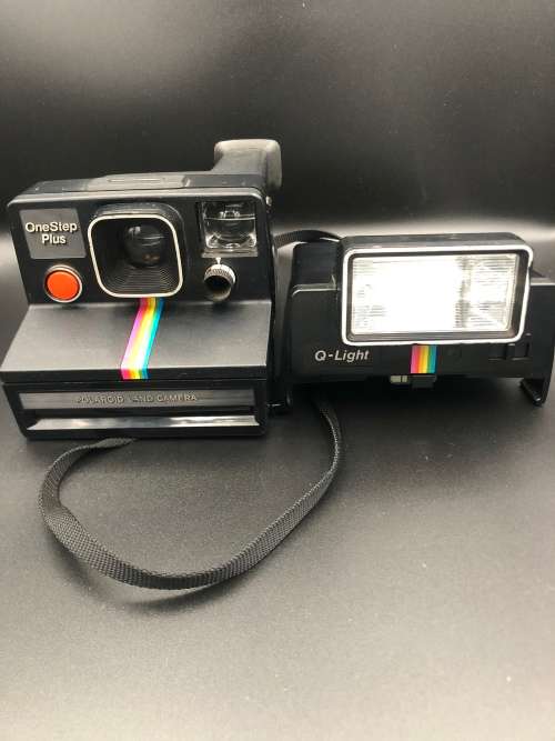 Vintage POLAROID SX-70 Time-Zero OneStep Rainbow Stripe Land Instant Print Film Camera with Q-Light