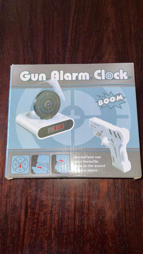 Novelty USB Gun Alarm Clock - White
