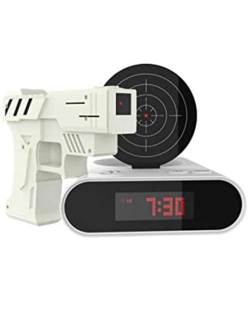 Novelty USB Gun Alarm Clock - White