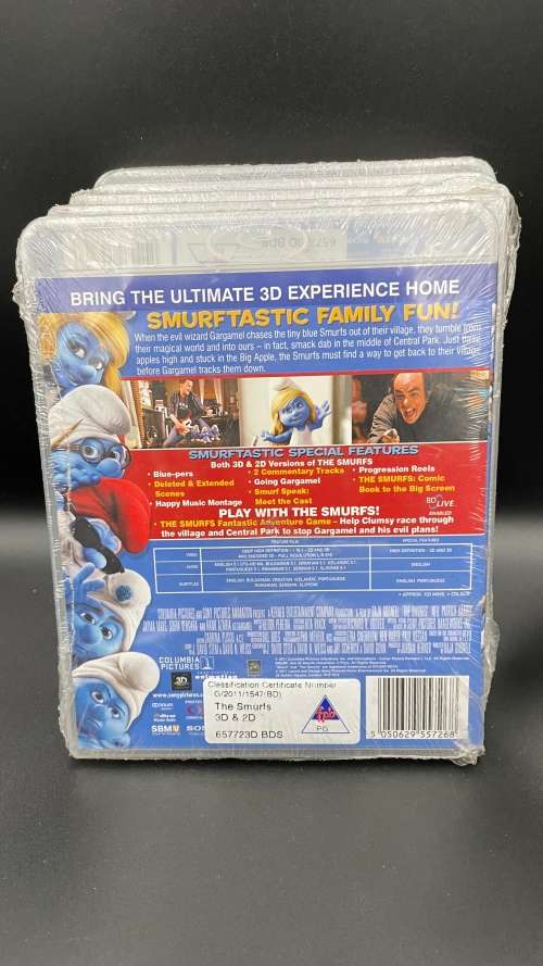 THE SMURFS IN 3D ( BLUERAY 3D)Pack of 5.