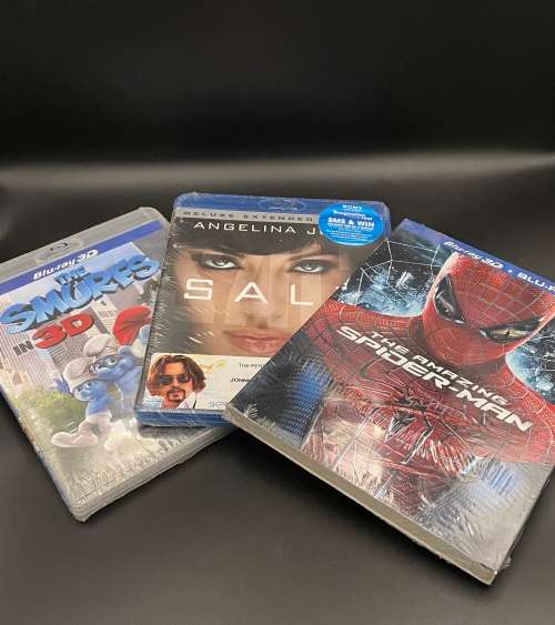 COMBO!!!THE AMAZING SPIDER-MAN/SALT/THE SMURFS IN 3D ( BLUERAY & 3D)Pack of 3.COMBO!!!