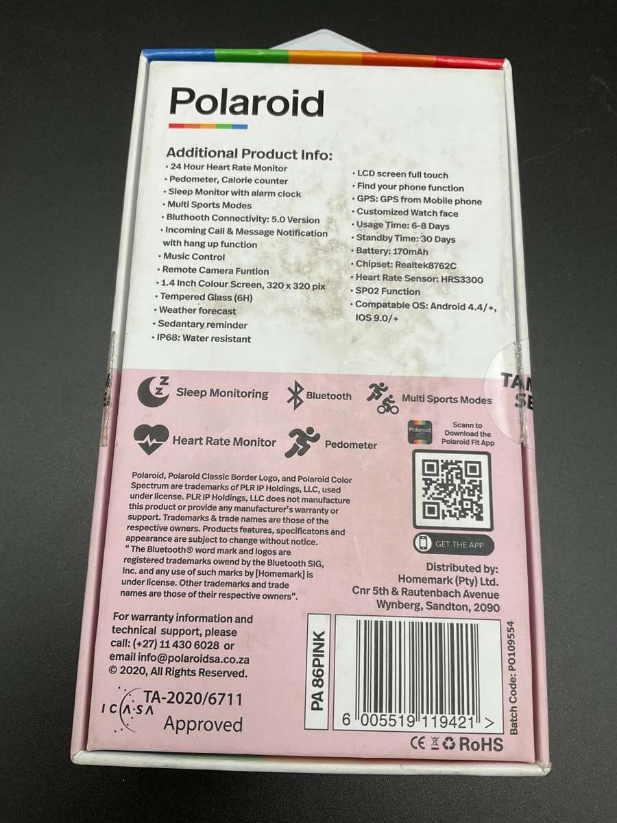 Polaroid Fit Square Full Touch Active Fitness Watch Pink ( Opened Box)