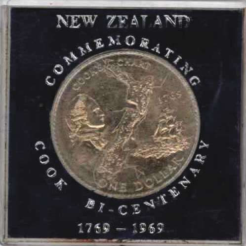 COLLECTION SALE! 1969 - New Zealand Cook Bi-Centenary Commemorative Dollar