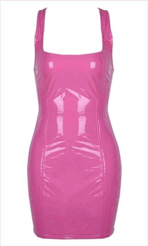 Dress - leather mini pencil dresses - Pink or Red - medium-large