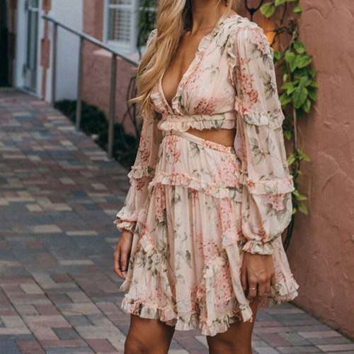 Bohemian flair ruffle pastel dresss