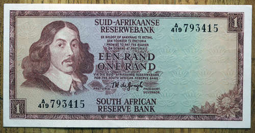 TW de Jongh 1967 A/E First Issue R1.00 `A419`