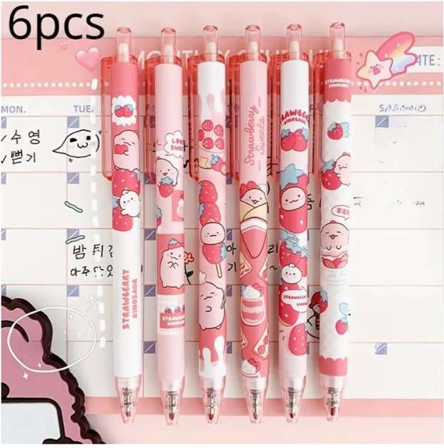 6 PIECE - Cute Gel Pens - Ideal for school / art
