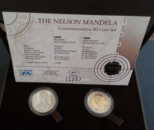 Nelson Mandela Commemorative Proof Coin Set for 2000 and 2008