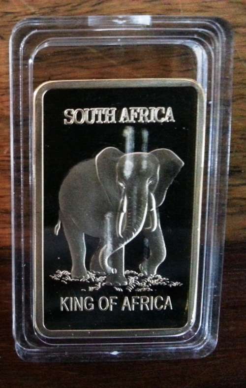Elephant  Bullion 24kt gold layered bar 1 oz