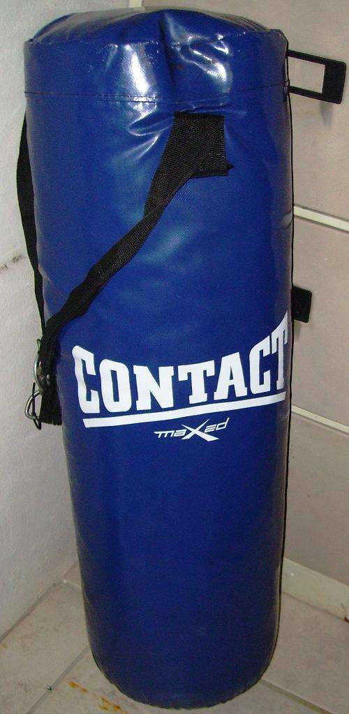 Boxing punch bag with boxing gloves