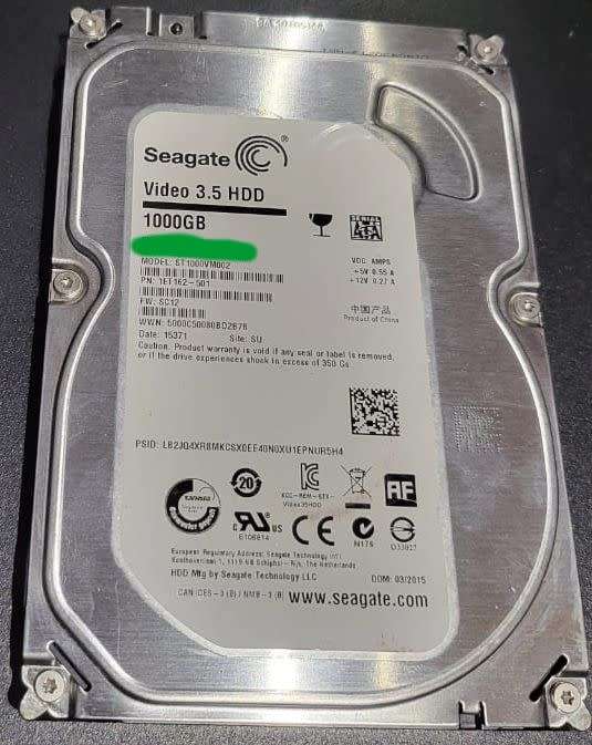 1TB Seagate 3.5` Video Hard Drive (100% Working)