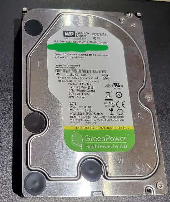 2TB Western Digital 3.5` Green (100% Working - 2000GB)