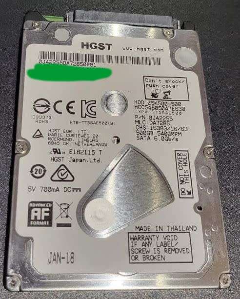 HGST 500GB 2.5` Hard Drive - Super Slim (100% Working)