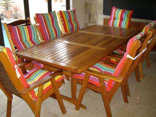 8 Seater Wooden Patio Furniture with Cushions