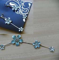 BLUE FLOWER NECKLACE & EARRING SET