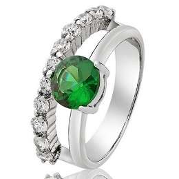 EMERALD CUBIC ZIRCONIA COCKTAIL RING