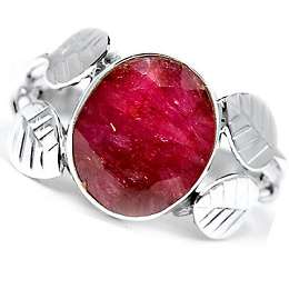 NATURAL INDIAN RUBY .925 STERLING SILVER RING