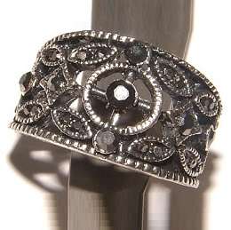TIBETAN SILVER RING WITH MARCASITE STONES