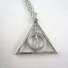 Harry Potter The Deathly Hallows Silver Tone Charm Pendant Chain Necklace