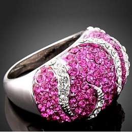 18K White GP Ring - Multicolour Swarovski Austrian Crystal & Zircon size 6/16