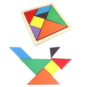 Wooden tangram 7 piece puzzle square IQ game Brain teaser