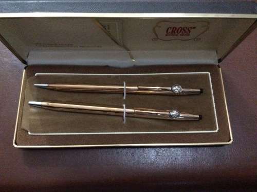 Cross 14Kt Gold Filled Pen and Pencil Set with Barclays Emblem