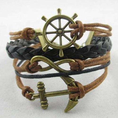 Anchor/Wheel Infinity Bracelet
