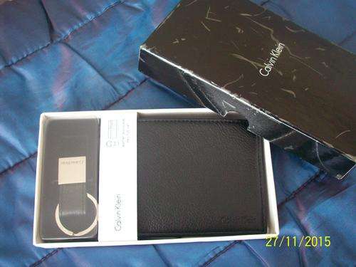 FOR HIM : Calvin Klein Black Leather Wallet and Key Ring still in gift box