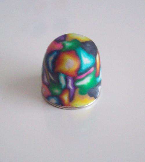 Unusual Psychadelic Fimo clay Thimble