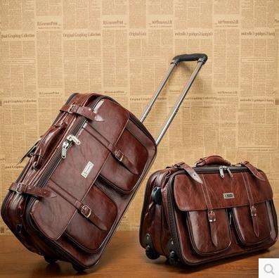 BAGS - LUGGAGE BAG Set of 2 High Quality Duffle Luggage Bags with Roller Wheels - BROWN