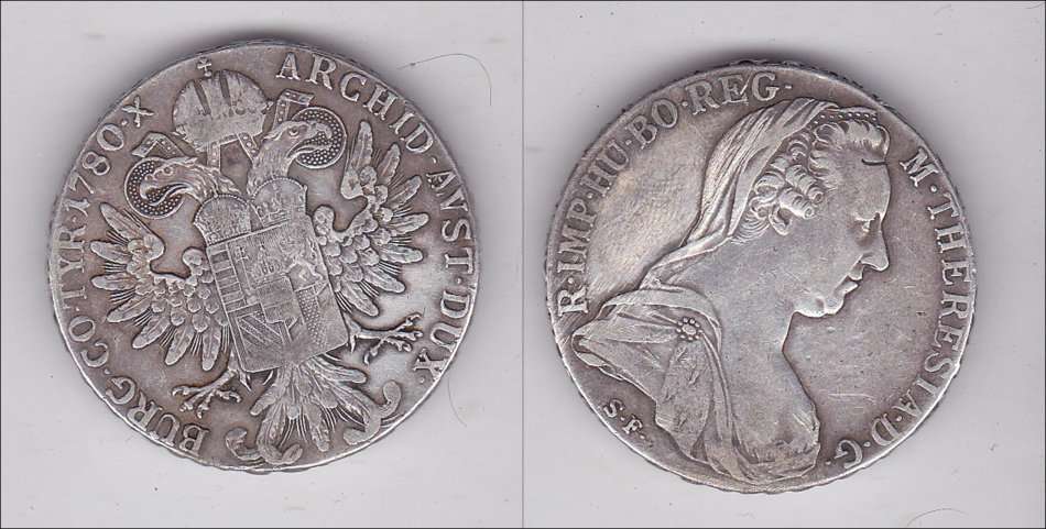 AUSTRIA MARIA THERESA ONE THALER 1780 SILVER