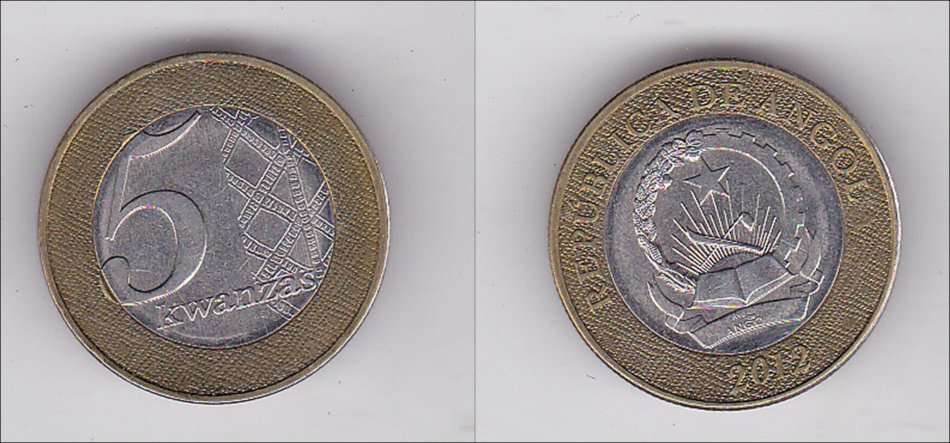 ANGOLA 5 KWANZAS 2012 BIMETAL EF