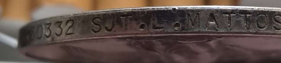 ARMY GENERAL SERVICE MEDAL PALESTINE AS. 30332 SJT L. MATTOSA  A.P.C