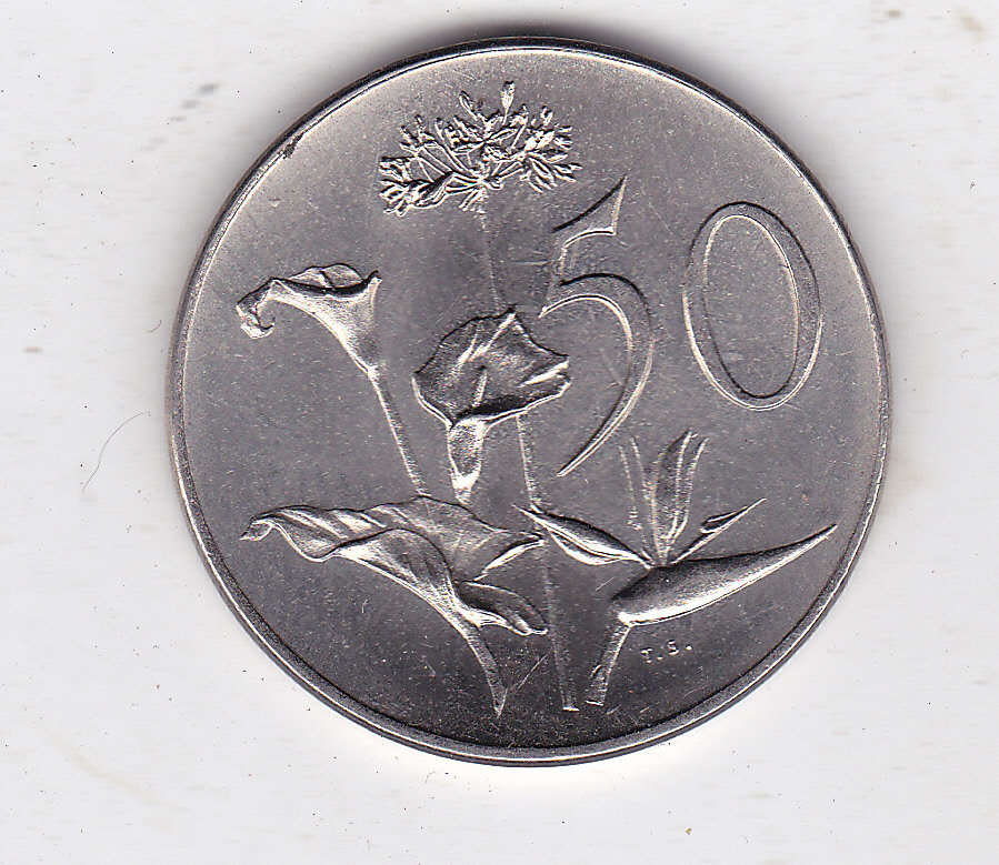 SUID AFRIKA 50 CENTS 1965 AFRIKAANS LEGEND HIGH GRADE