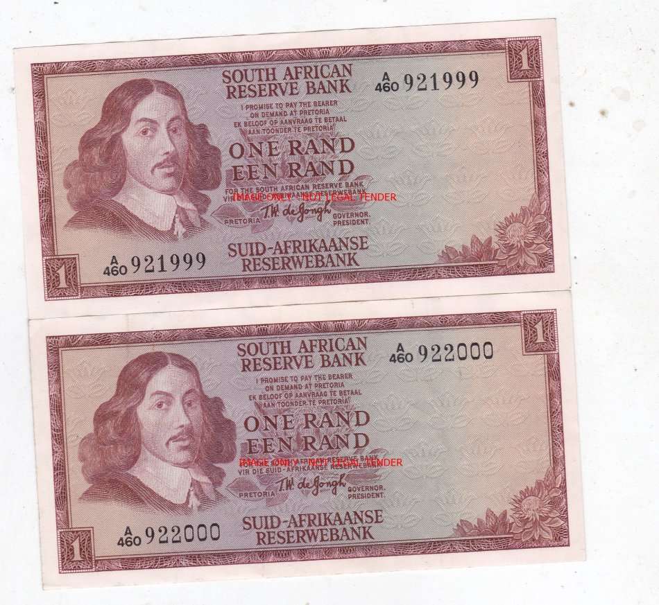 SOUTH AFRICA R1 PAIR DE JONGH A460921999 AND A460 92200