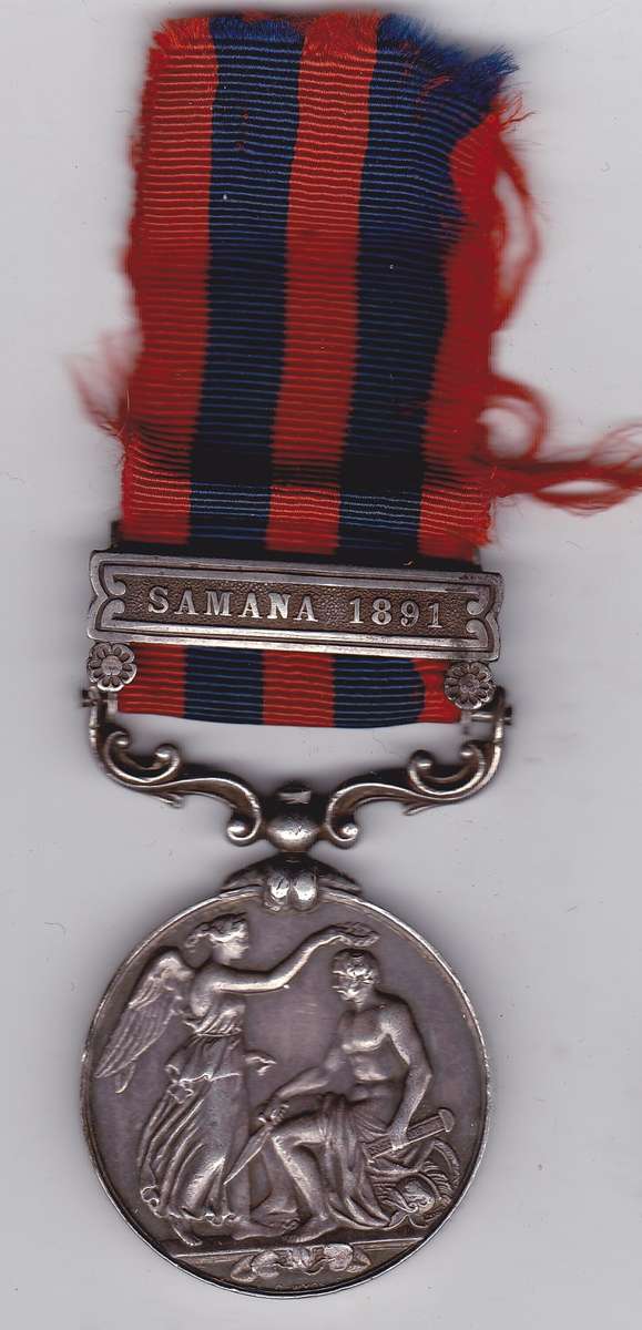 INDIA GENERAL SERVICE MEDAL SAMANA 1891 BAR 69042 GNR J.NOLAN NO 3 MTN: BTY R.A
