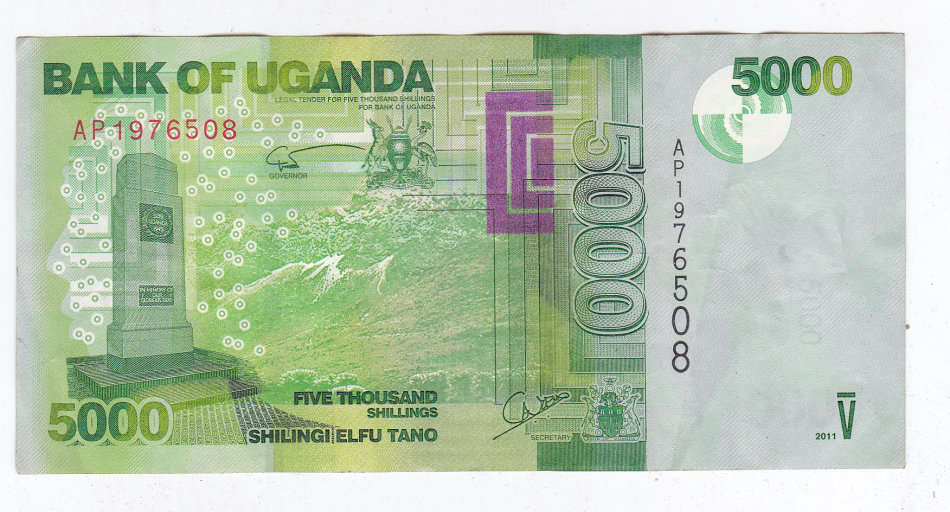UGANDA 5000 SHILLINGS 2011 HIGH GRADE FACE VALUE =R17.8