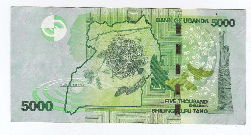 UGANDA 5000 SHILLINGS 2011 HIGH GRADE FACE VALUE =R17.8