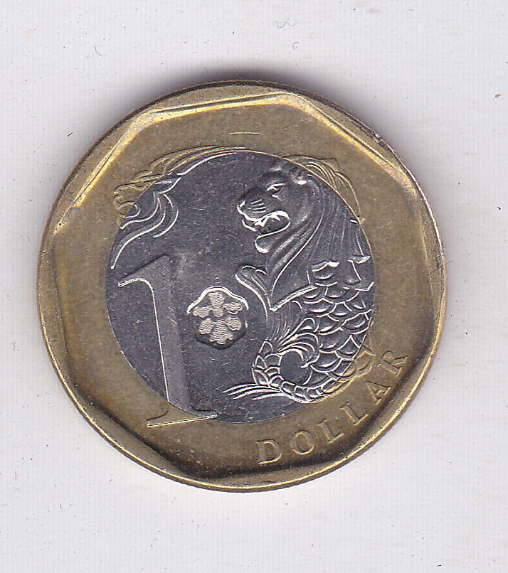 SINGAPORE $1 2013 BIMETAL FV=R9.76