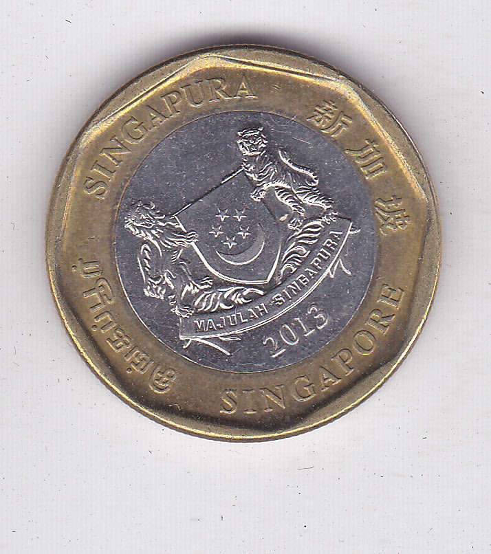 SINGAPORE $1 2013 BIMETAL FV=R9.76