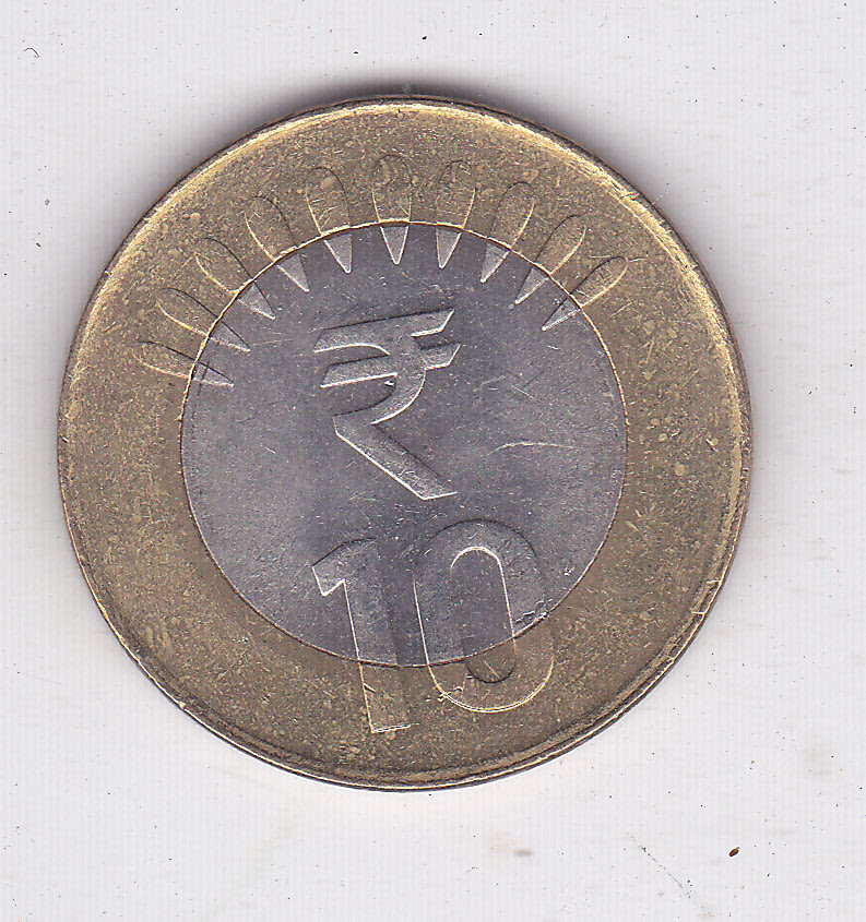 INDIA 10 RUPEES 2014 BI METAL HIGH GRADE