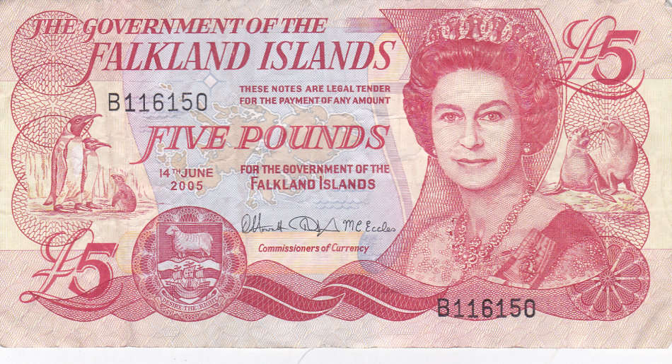 FALKLAND ISLANDS 5 POUNDS 2005 FV=R92
