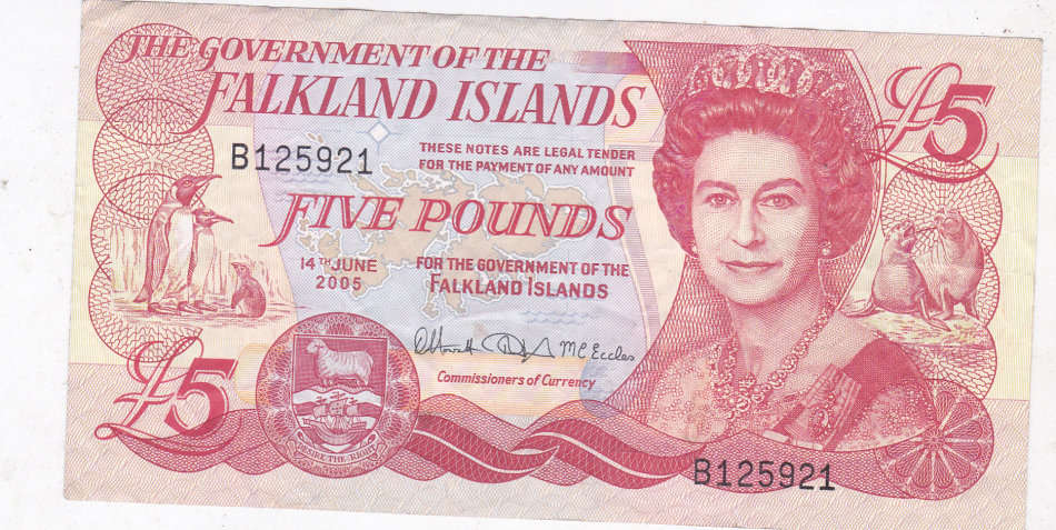 FALKLAND ISLANDS 5 POUNDS 2005 FV=R92