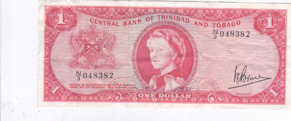 TRINIDAD AND TOBAGO 1 DOLLAR SIG BRUCE 1964